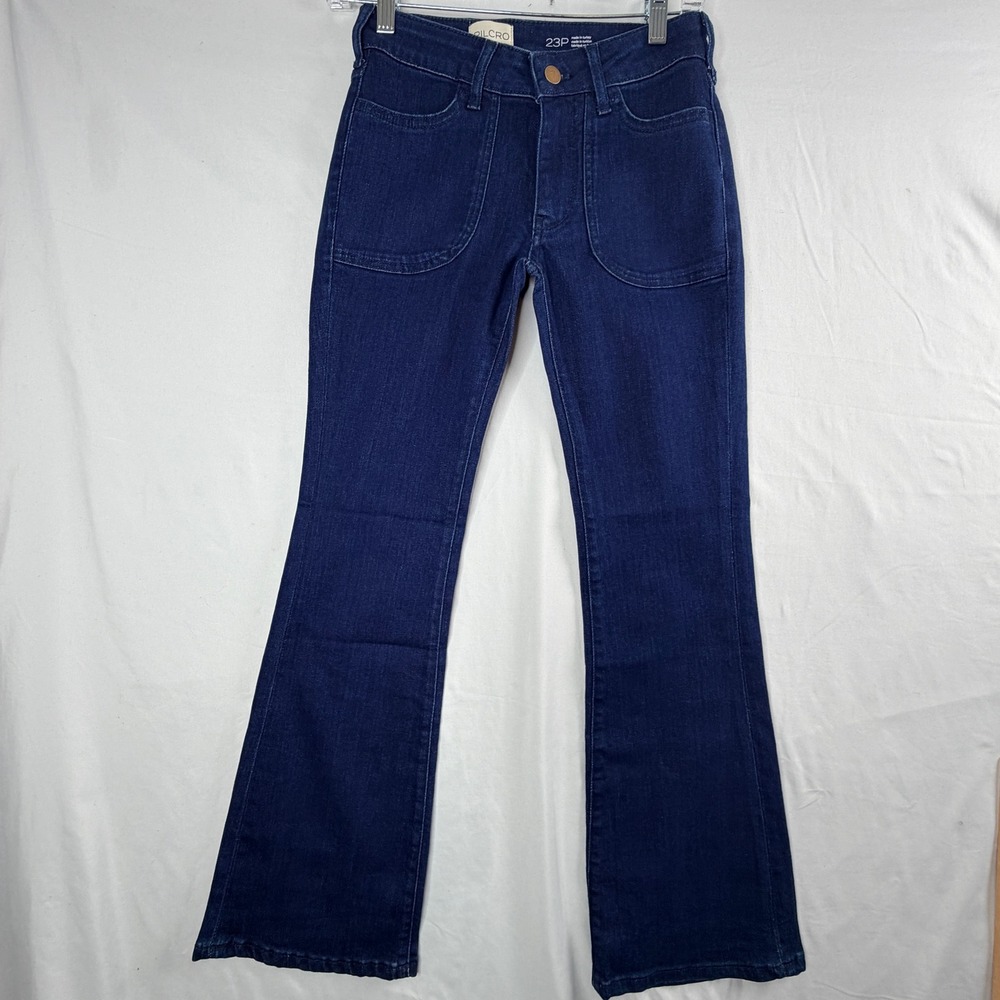 Pilcro and the Letterpress Flare Jeans Indigo Blue Petite 23P High Rise Stretch